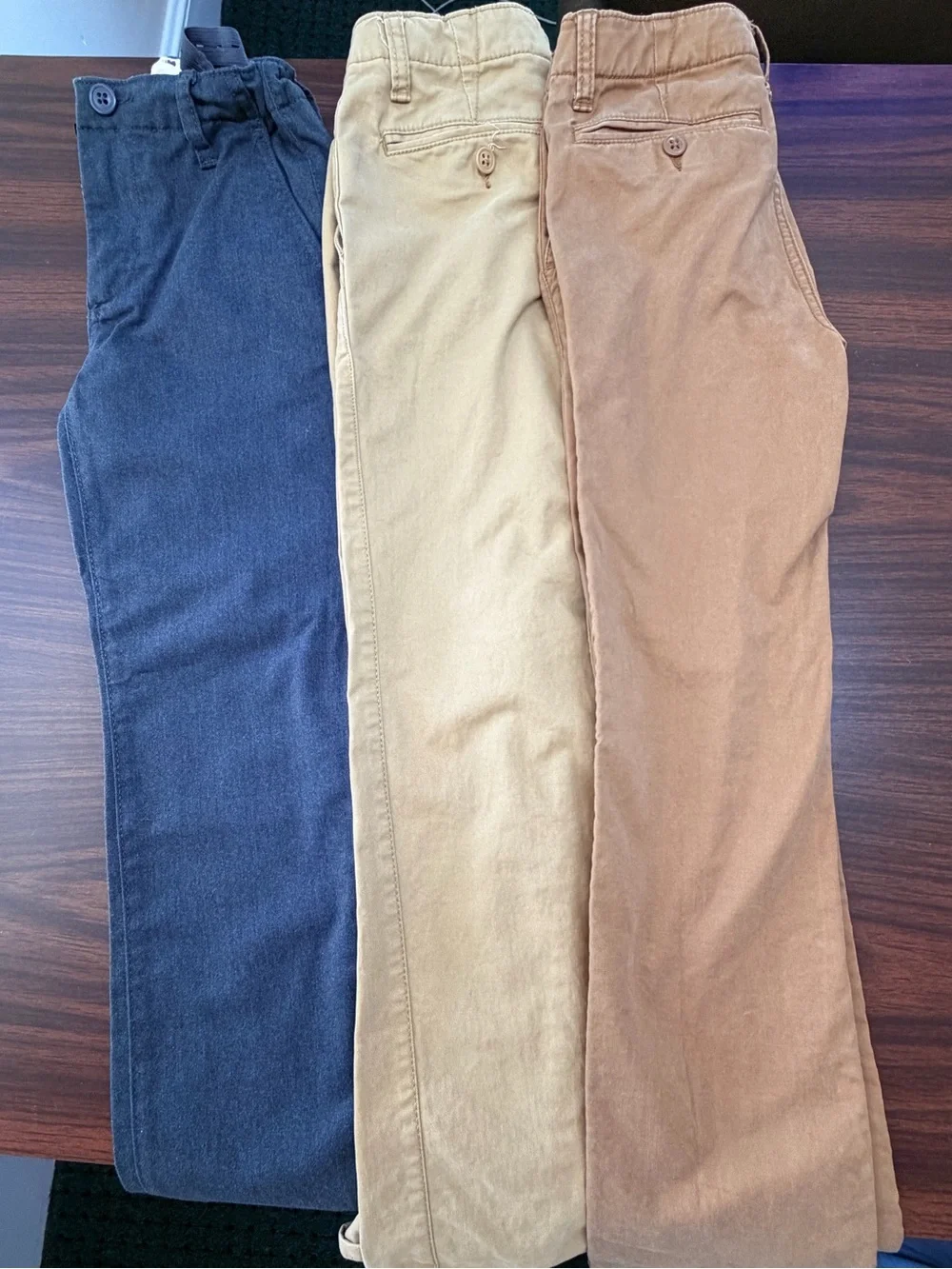 Three Pairs Youth Boys Pants - Gray, Tan, Camel
